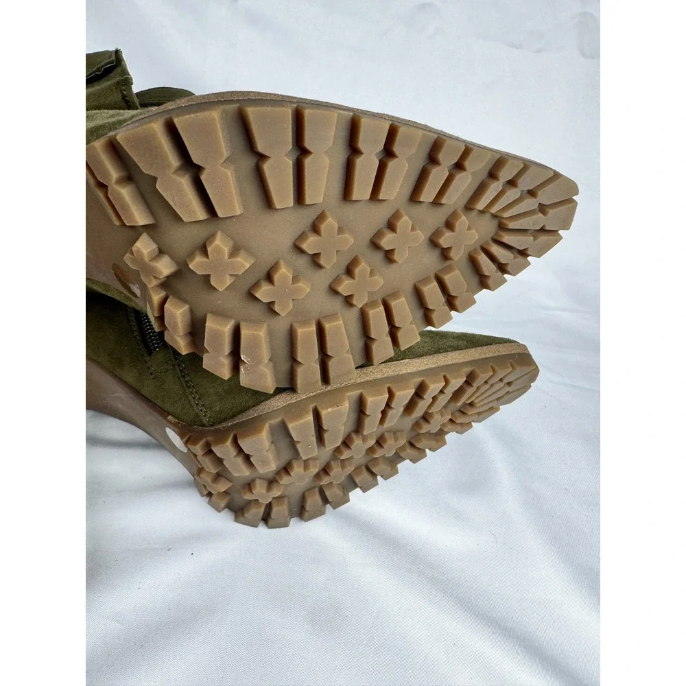 JLO Jennifer Lopez Jaylah Womens 7 M Bootie Olive Side Zip Stiletto Heel Boots